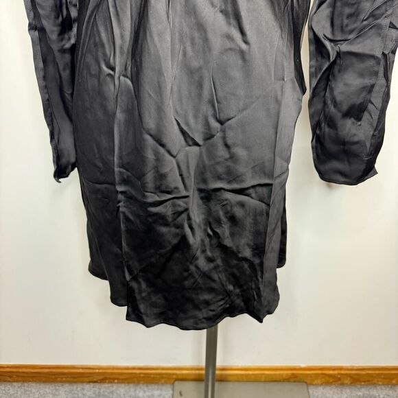 Chaser Women's Small Fit Flare Mini Dress Black Satin Twist Front Detail V Back - Picture 7 of 7